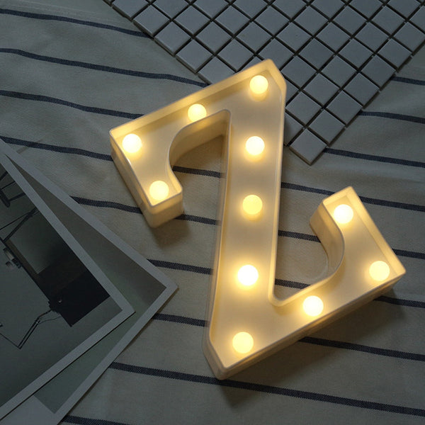 LED Letter light Home Wedding Decor Alphabet LED Romantic Letter Lights Light Up White Plastic Letters Standing Hanging N-Z
