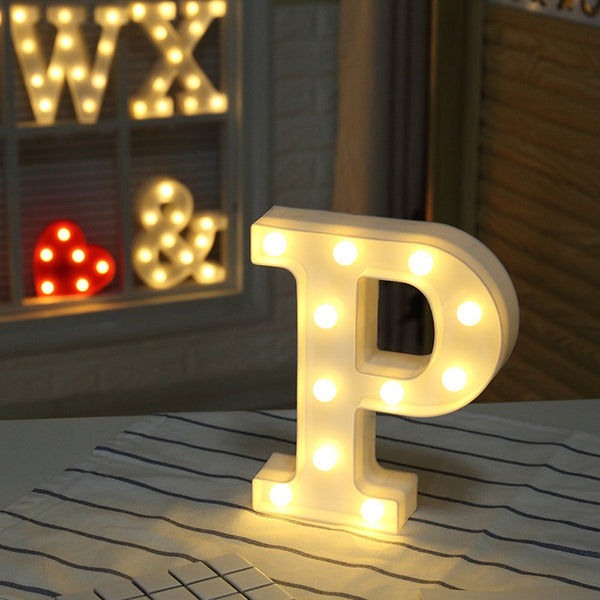 LED Letter light Home Wedding Decor Alphabet LED Romantic Letter Lights Light Up White Plastic Letters Standing Hanging N-Z