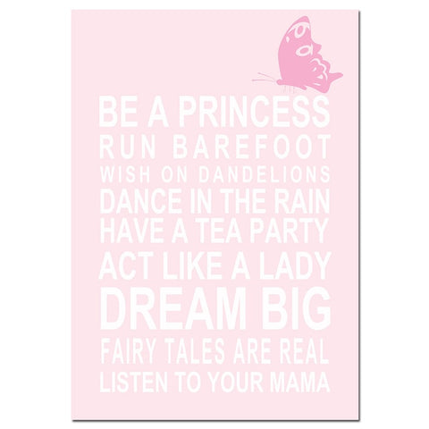 NICOLESHENTING Baby Birth Stats Custom Poster Cartoon Pink Nursery Canvas Art Print Painting Wall Picture Girls Room Decoration