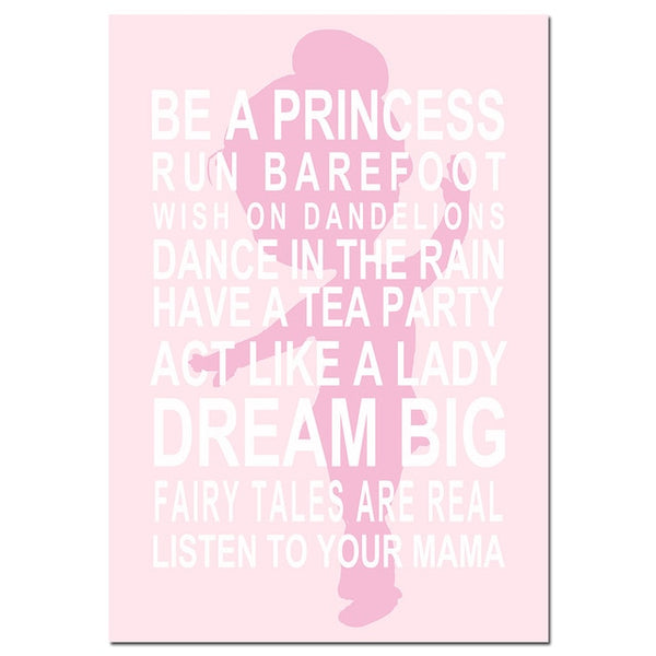 NICOLESHENTING Baby Birth Stats Custom Poster Cartoon Pink Nursery Canvas Art Print Painting Wall Picture Girls Room Decoration