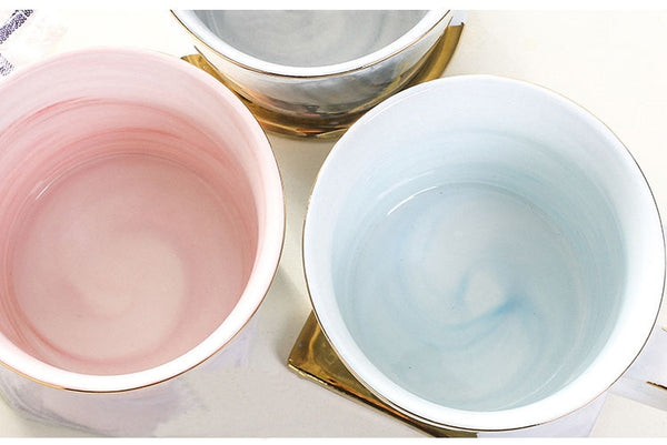 Handpainted Gold Monogram Natural Marble Porcelain Coffee Mug Mr and Mrs Tea Milk Cups and Mugs Creative Wedding Gift