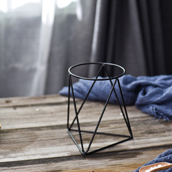 Nordic Style Geometric Iron Rack Holder Metal Stand with Ceramic Planter Desktop Garden Pot for Succulents Plants Home Decor
