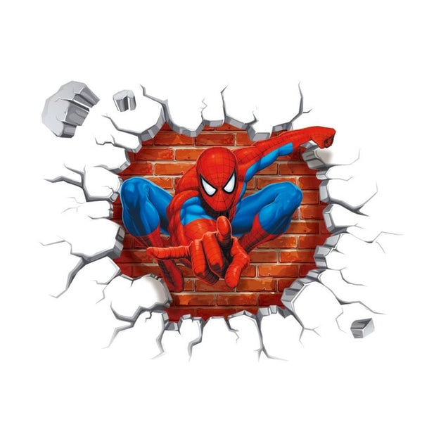 3d effect hero spiderman wall stickers for kids rooms nursery home decor cartoon decorative wall decals pvc poster diy mural art