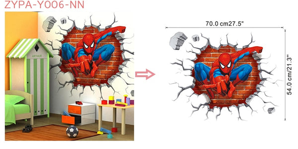 3d effect hero spiderman wall stickers for kids rooms nursery home decor cartoon decorative wall decals pvc poster diy mural art