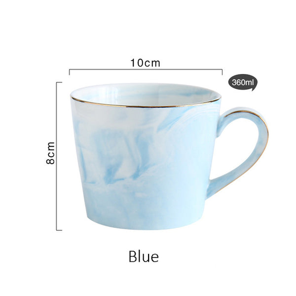 Handpainted Gold Monogram Natural Marble Porcelain Coffee Mug Mr and Mrs Tea Milk Cups and Mugs Creative Wedding Gift