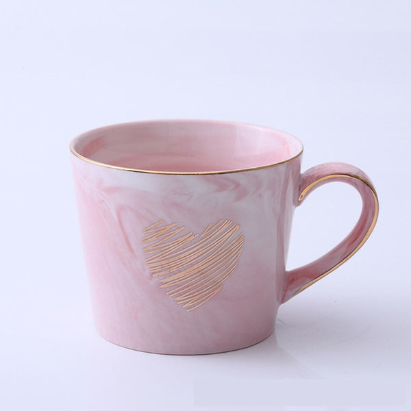 Handpainted Gold Monogram Natural Marble Porcelain Coffee Mug Mr and Mrs Tea Milk Cups and Mugs Creative Wedding Gift