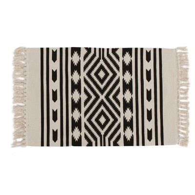 Kilim black white 100% cotton Living room Carpet geometric Indian Rug stripe Modern Mat contemporary design Bohemia Nordic style
