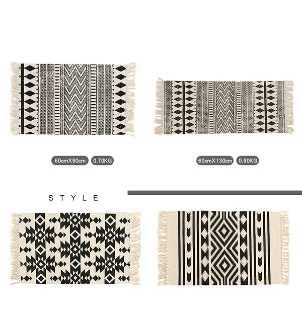 Kilim black white 100% cotton Living room Carpet geometric Indian Rug stripe Modern Mat contemporary design Bohemia Nordic style