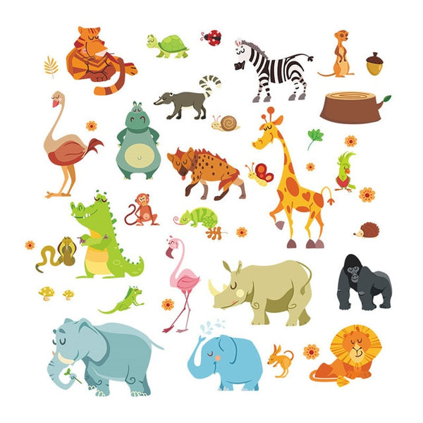 new 037 cartoon animals world map wall decals for kids rooms office home decorations pvc wall stickers diy mural art posters