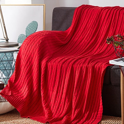 100% Cotton Solid Knitted Blanket Nordic Simplicity Throw for Bed Sofa Spring/Autumn Office Shawl 12 Colors Travel knit Blanket