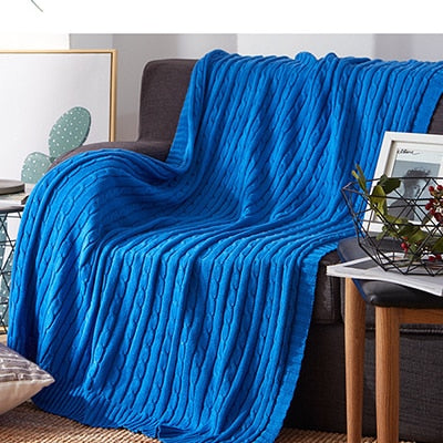 100% Cotton Solid Knitted Blanket Nordic Simplicity Throw for Bed Sofa Spring/Autumn Office Shawl 12 Colors Travel knit Blanket