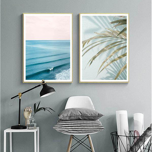 Scandinavian Tropical Decoration Sea Leaf Canvas Poster Landscape Nordic Style Wall Art Print Nature Painting Decorative Picture