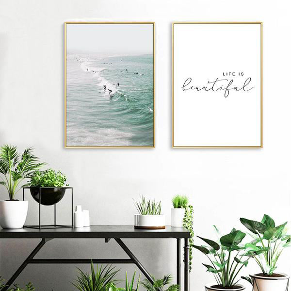 Scandinavian Tropical Decoration Sea Leaf Canvas Poster Landscape Nordic Style Wall Art Print Nature Painting Decorative Picture