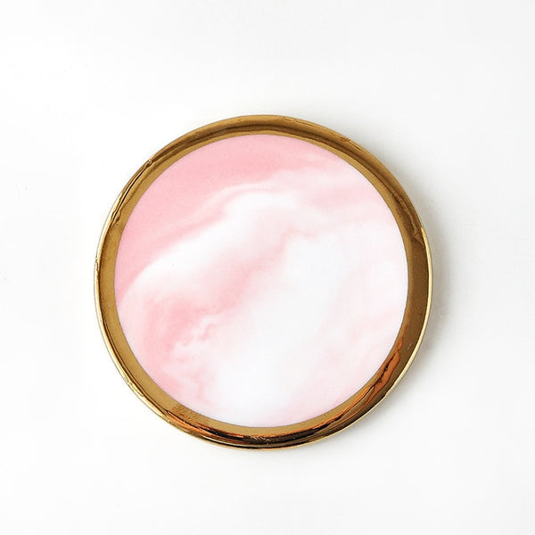 Pink Marble Ceramic Placemat Coaster Mats Pads for Cup Wine Drink Coffee Mug Table Decoration Accessories Marble Decor