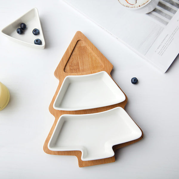 1Pcs Christmas style Plate Salad Cake Fruit Dessert Trays Candy Ceramic Dishes Porcelain Plates Restaurant Tray Tableware set