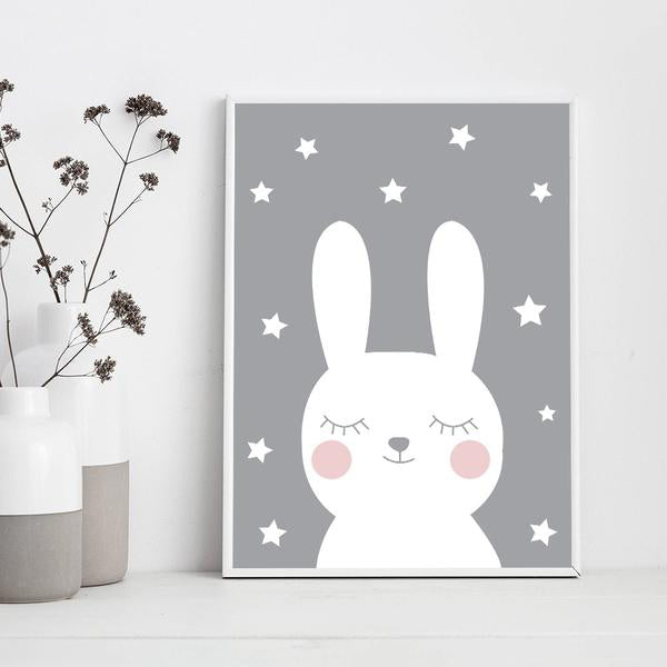 Toile Lapin & Ourson Be Happy My Baby