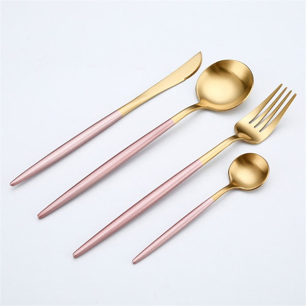 Rose Gold Tableware Set Stainless Steel Cutlery Set Western Food Tableware Luxury Fork Teaspoon Knife Cutlery Set Drop shipping