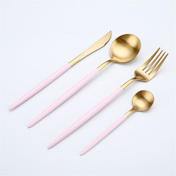 Rose Gold Tableware Set Stainless Steel Cutlery Set Western Food Tableware Luxury Fork Teaspoon Knife Cutlery Set Drop shipping