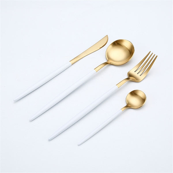 Rose Gold Tableware Set Stainless Steel Cutlery Set Western Food Tableware Luxury Fork Teaspoon Knife Cutlery Set Drop shipping