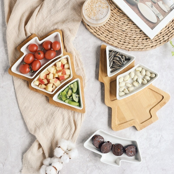 1Pcs Christmas style Plate Salad Cake Fruit Dessert Trays Candy Ceramic Dishes Porcelain Plates Restaurant Tray Tableware set