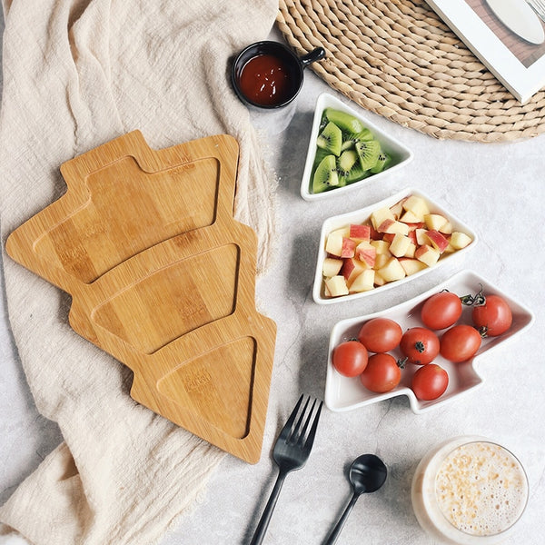 1Pcs Christmas style Plate Salad Cake Fruit Dessert Trays Candy Ceramic Dishes Porcelain Plates Restaurant Tray Tableware set