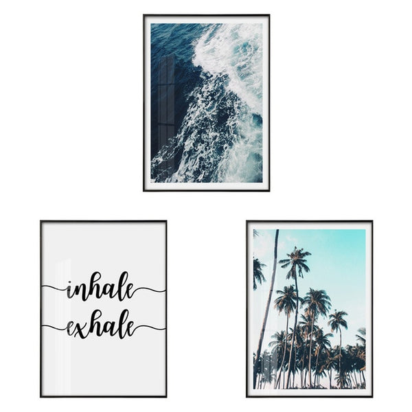 Scandinavian Tropical Decoration Sea Leaf Canvas Poster Landscape Nordic Style Wall Art Print Nature Painting Decorative Picture