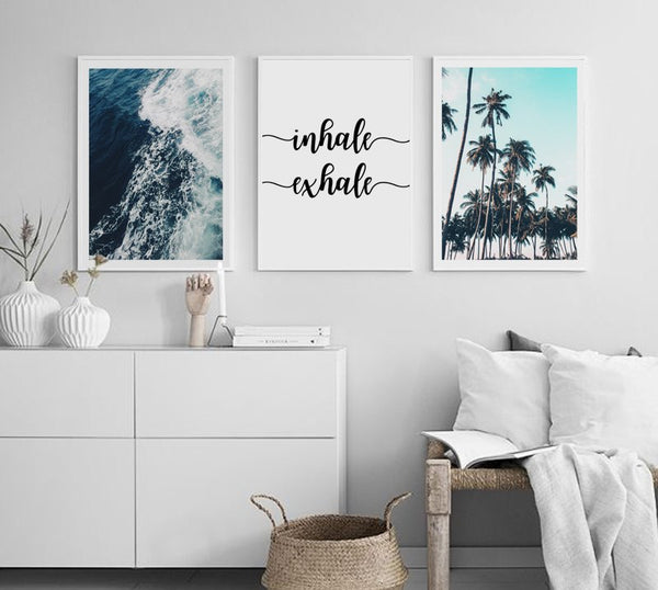 Scandinavian Tropical Decoration Sea Leaf Canvas Poster Landscape Nordic Style Wall Art Print Nature Painting Decorative Picture