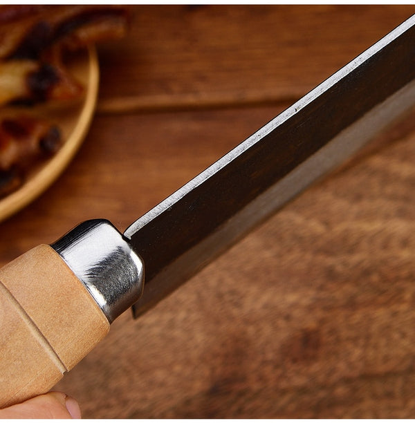 QinS Handmade Forged Kitchen Knife Mulberry Slicing Knife Professional Chinese Style Chef Cutting Meat Vegetable Knife Cleaver