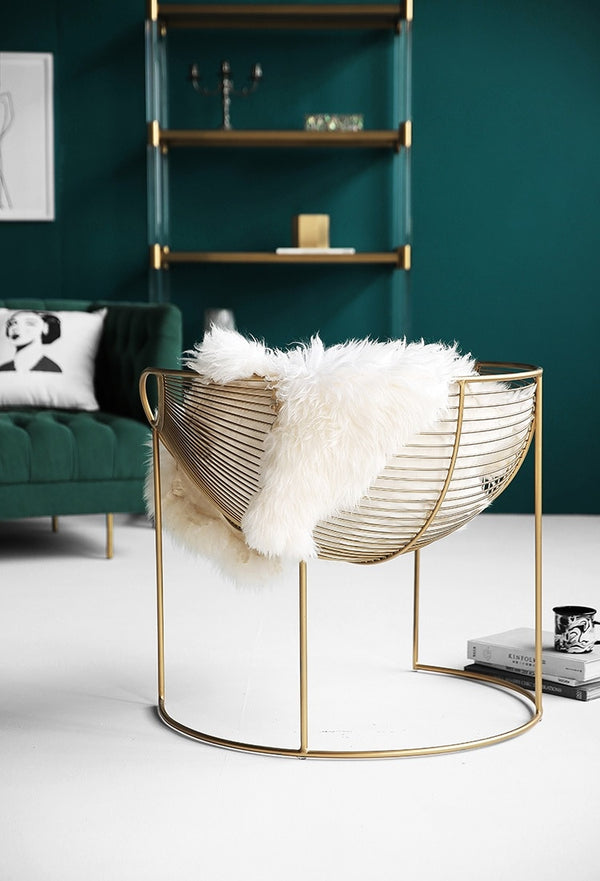 Steel Wire Chair / Golden Vanish / Woolen Blanket Included