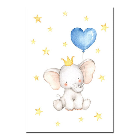 Watercolor Elephant Canvas Painting Baby Nursery Wall Art Poster and Print Nordic Kids Decoration Picture Children Bedroom Decor