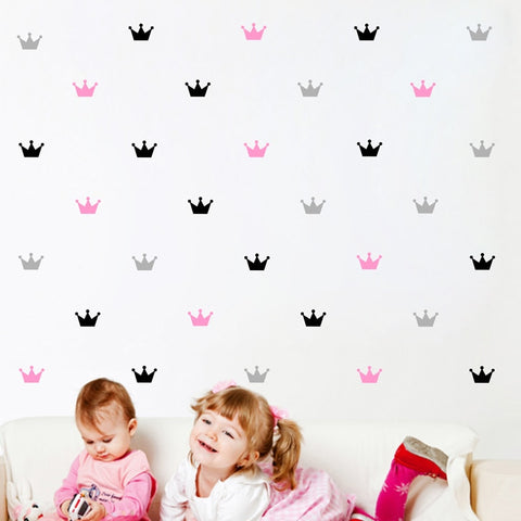 24pcs Crown pattern sticker for kid's bedroom decor,Princess baby nursery wall decal,Mason Jar Girly labels,s1