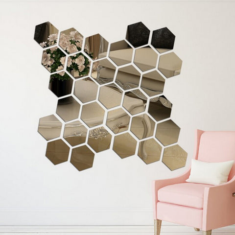 12pcs/lot Acrylic Mirror Wall Stickers DIY Art Wall Decor Wall Stickers Home Decor Living Room Mirrored Decorative Sticker
