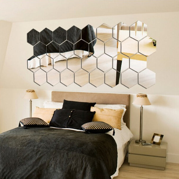 12pcs/lot Acrylic Mirror Wall Stickers DIY Art Wall Decor Wall Stickers Home Decor Living Room Mirrored Decorative Sticker