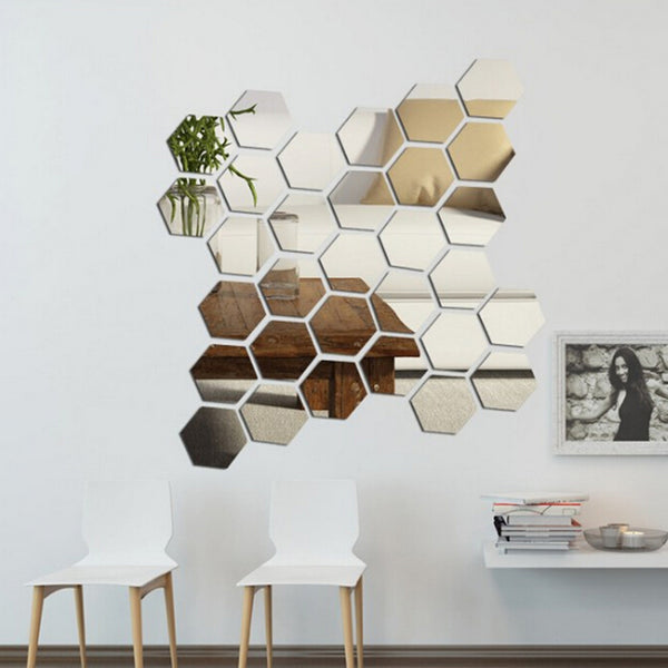 12pcs/lot Acrylic Mirror Wall Stickers DIY Art Wall Decor Wall Stickers Home Decor Living Room Mirrored Decorative Sticker