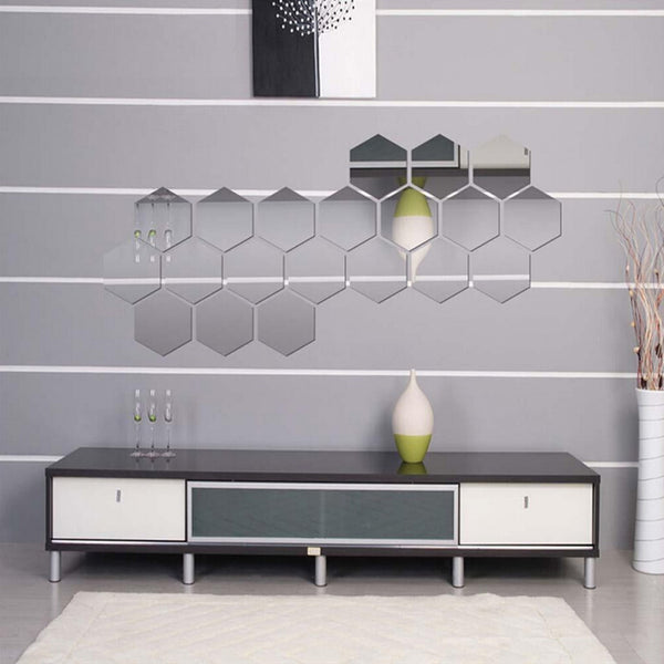 12pcs/lot Acrylic Mirror Wall Stickers DIY Art Wall Decor Wall Stickers Home Decor Living Room Mirrored Decorative Sticker