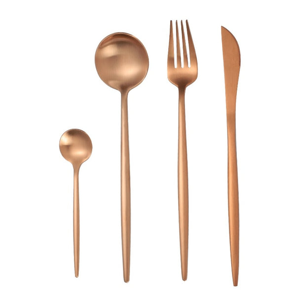 Rose Gold Tableware Set Stainless Steel Cutlery Set Western Food Tableware Luxury Fork Teaspoon Knife Cutlery Set Drop shipping
