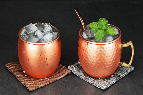 1 Piece 550ml Perfect Hammered Moscow Mule Mug Drum- Copper Plated Beer Cup Coffee Cup Stainless Steel-Copper Plated Cup