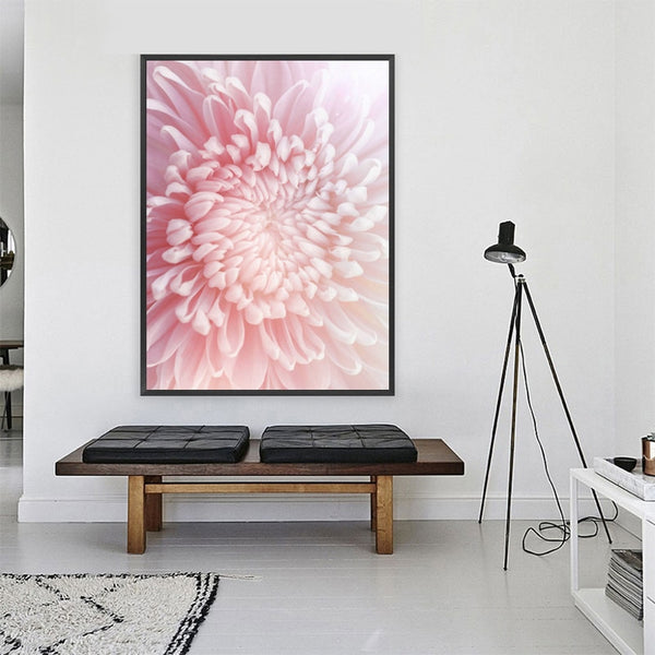 Pink Chrysanthemum Canvas Painting Elegant Flower Wall Art Posters and Prints Nordic Texture Picture for Living Room Decoration