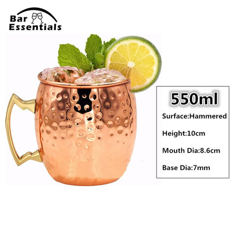 1 Piece 550ml Perfect Hammered Moscow Mule Mug Drum- Copper Plated Beer Cup Coffee Cup Stainless Steel-Copper Plated Cup