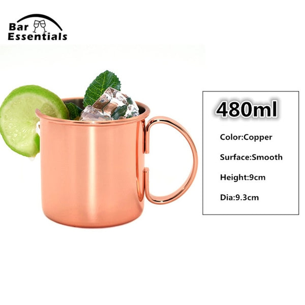 1 Piece 550ml Perfect Hammered Moscow Mule Mug Drum- Copper Plated Beer Cup Coffee Cup Stainless Steel-Copper Plated Cup