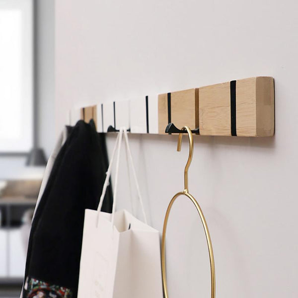 Solid Bamboo Wall-Mounted Coat Rack Hat Retractable hook Decorative Home Storage Entryway Foyer Hallway Bathroom Bedroom Rail