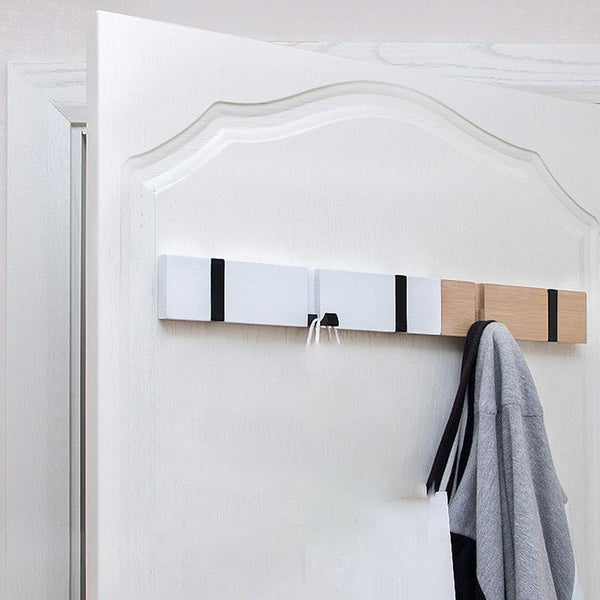 Solid Bamboo Wall-Mounted Coat Rack Hat Retractable hook Decorative Home Storage Entryway Foyer Hallway Bathroom Bedroom Rail