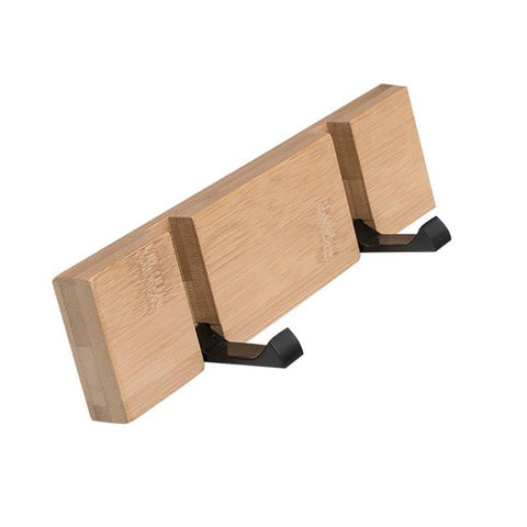Solid Bamboo Wall-Mounted Coat Rack Hat Retractable hook Decorative Home Storage Entryway Foyer Hallway Bathroom Bedroom Rail
