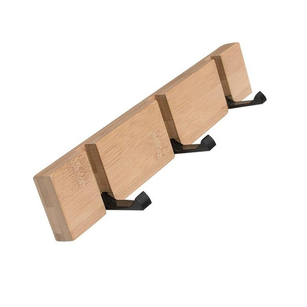 Solid Bamboo Wall-Mounted Coat Rack Hat Retractable hook Decorative Home Storage Entryway Foyer Hallway Bathroom Bedroom Rail