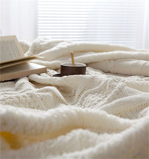 Chenille Lambs Thickening Knitted Throw Blanket Double Layer Sherpa Plush Fleece for Beds Sofa Knitting Blankets Bedspread