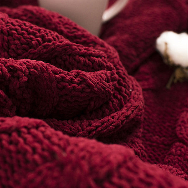 Chenille Lambs Thickening Knitted Throw Blanket Double Layer Sherpa Plush Fleece for Beds Sofa Knitting Blankets Bedspread