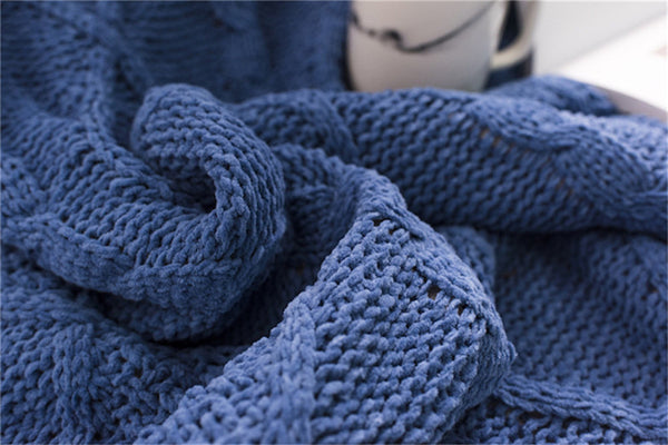 Chenille Lambs Thickening Knitted Throw Blanket Double Layer Sherpa Plush Fleece for Beds Sofa Knitting Blankets Bedspread