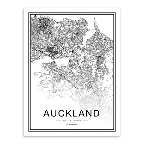 Black White Custom World City Map Paris London New York Posters Nordic Living Room Wall Art Pictures Home Decor Canvas Paintings