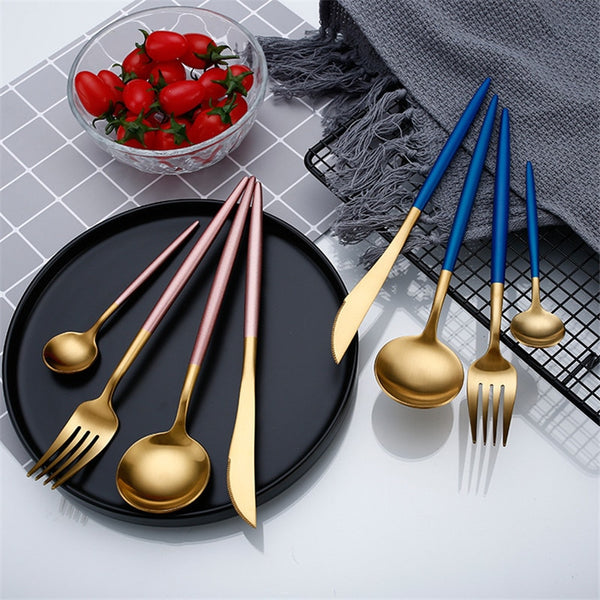 Rose Gold Tableware Set Stainless Steel Cutlery Set Western Food Tableware Luxury Fork Teaspoon Knife Cutlery Set Drop shipping