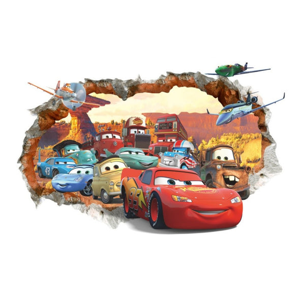 3D Cartoon Wall Stickers for Kids Rooms Boys Rooms Bedroom Decor Broken Wall Stickers Wall Decals Home Decoration Accessories